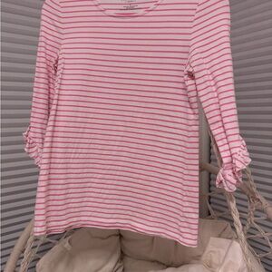 Talbots Pink and White Striped Top
